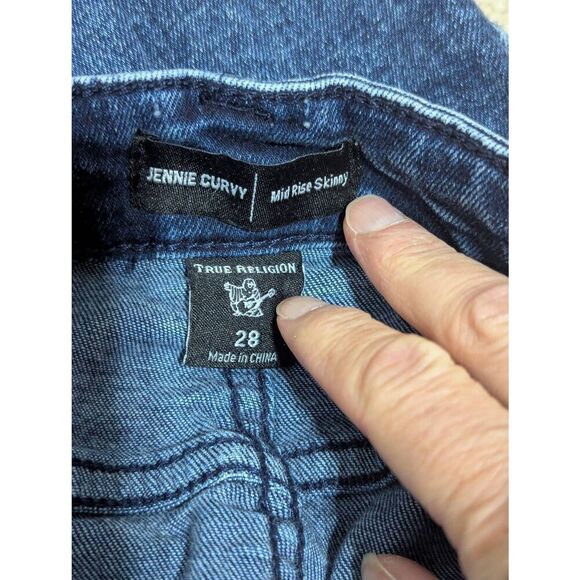 True Religion Women's Blue Dark-Wash Jennie Curvy Mid-Rise Denim Jeans Size 28 - Picture 3 of 9